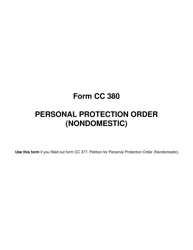Form CC380 Personal Protection Order (Nondomestic) - Michigan, Page 3