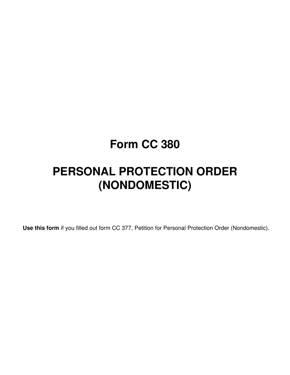 Form CC380 Personal Protection Order (Nondomestic) - Michigan, Page 3