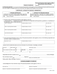 Form CC396M Personal Protection Order Against a Minor (Nondomestic Sexual Assault) - Michigan, Page 3