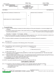 Form DC102A Complaint, Nonpayment of Rent, Landlord - Tenant - Michigan, Page 2