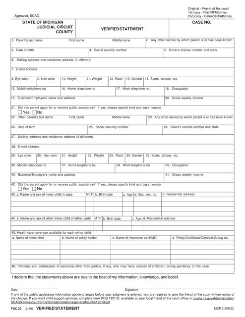 Form FOC23  Printable Pdf