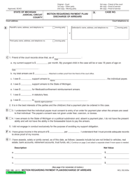 Document preview: Form FOC109 Motion Regarding Payment Plan/Discharge of Arrears - Michigan
