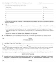 Form FOC109 Motion Regarding Payment Plan/Discharge of Arrears - Michigan, Page 2