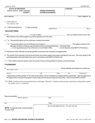 Document preview: Form JC91 Order Appointing Juvenile Guardian - Michigan