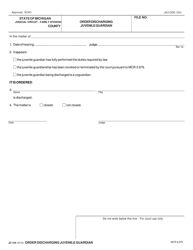 Document preview: Form JC104 Order Discharging Juvenile Guardian - Michigan