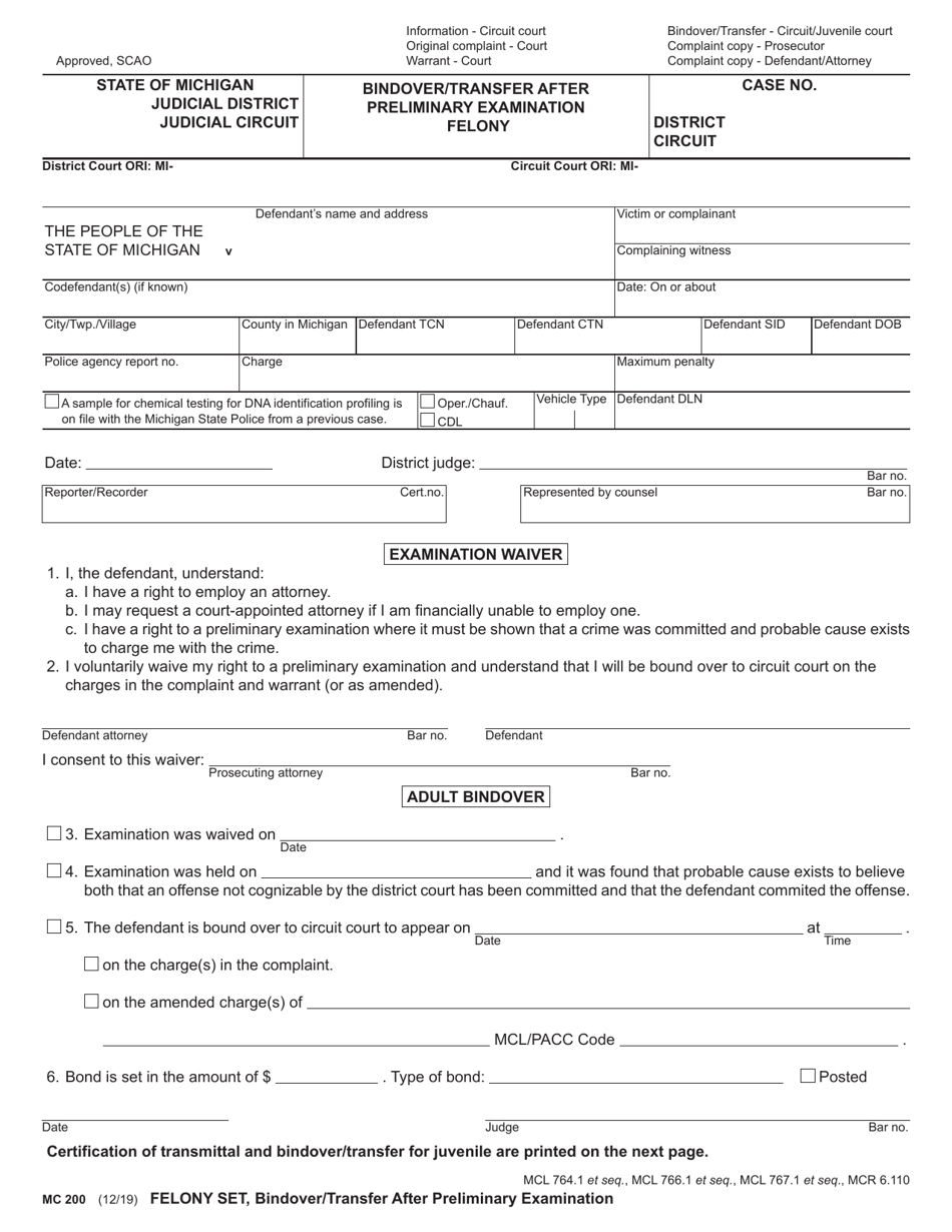 Form MC200 Felony Set - Michigan, Page 5