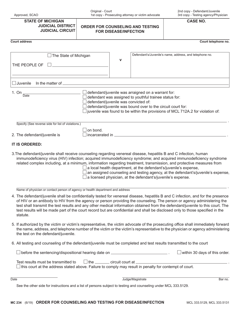 Form MC234 Download Fillable PDF or Fill Online Order for Counseling ...