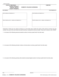 Document preview: Form MC282A Domestic Violence Screening - Michigan
