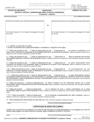 Document preview: Formulario DC111BSP Respuesta Dano/Peligro Para La Salud a Propiedad - Propietario - Inquilino - Michigan (Spanish)
