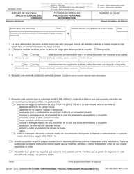Formulario CC377SP Peticion De Orden De Proteccion Personal (No Domestica) - Michigan (Spanish)