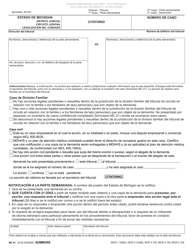 Formulario MC01SP Citatorio - Michigan (Spanish)