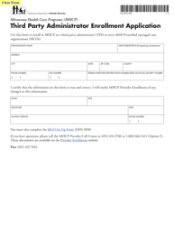 Document preview: Form DHS-5859-ENG Third Party Administrator Enrollment Application - Minnesota