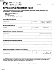Form DHS-6428-ENG &quot;Mhcp Synagis Authorization Form&quot; - Minnesota