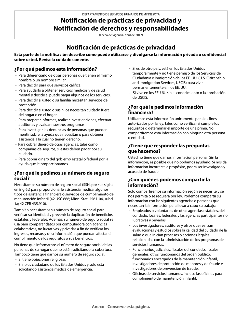 Formulario DHS-3418-SPA Renovacion De Los Programas De Cuidado De Salud De Minnesota - Minnesota (Spanish), Page 11