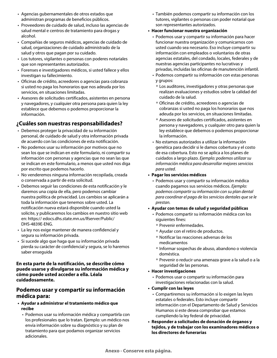 Formulario DHS-3418-SPA Renovacion De Los Programas De Cuidado De Salud De Minnesota - Minnesota (Spanish), Page 12