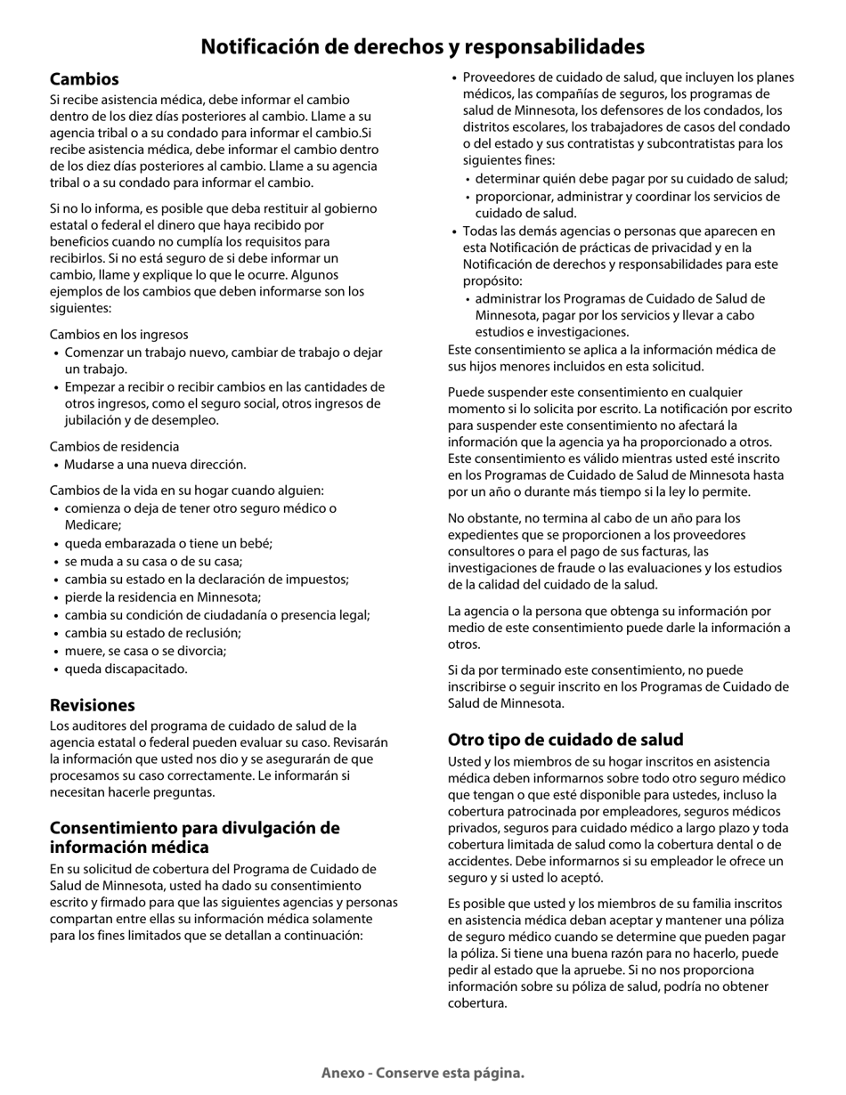 Formulario DHS-3418-SPA Renovacion De Los Programas De Cuidado De Salud De Minnesota - Minnesota (Spanish), Page 15