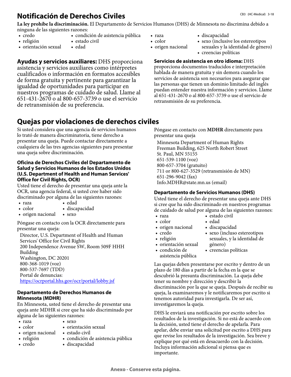 Formulario DHS-3418-SPA Renovacion De Los Programas De Cuidado De Salud De Minnesota - Minnesota (Spanish), Page 18