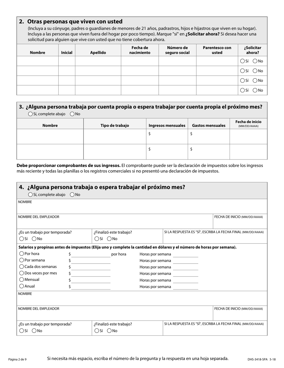 Formulario DHS-3418-SPA Renovacion De Los Programas De Cuidado De Salud De Minnesota - Minnesota (Spanish), Page 3
