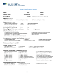 Document preview: Pre-enrollment Form - Minnesota
