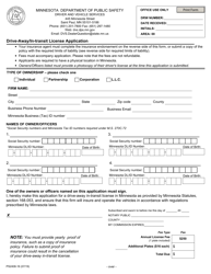 Form PS2408 &quot;Drive-Away/In-transit License Application&quot; - Minnesota