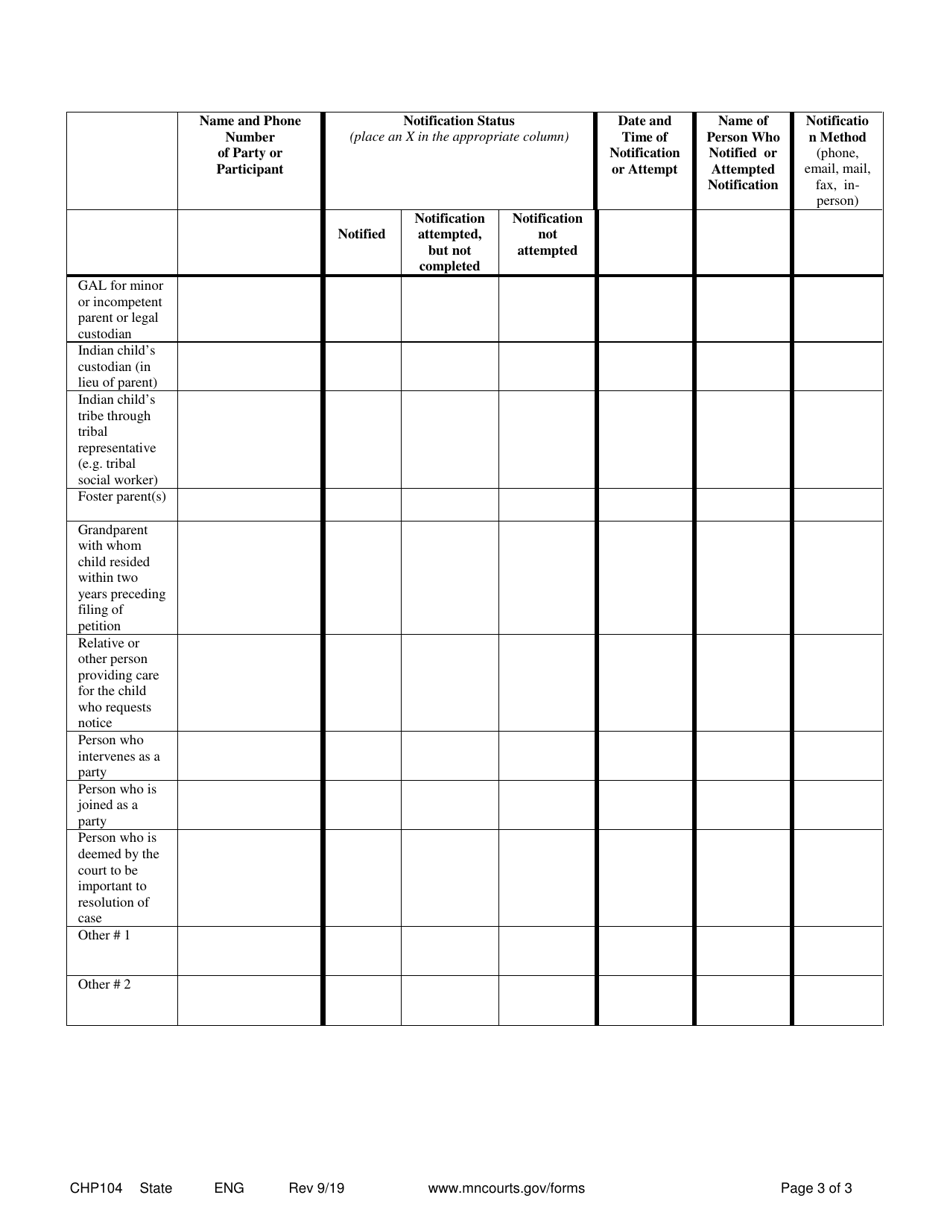 Form CHP104 Epc Hearing Contact List - Minnesota, Page 3