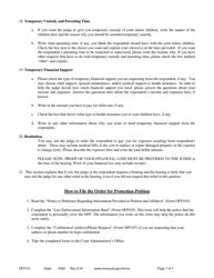 Instructions for Form OFP102 Petitioner&#039;s Affidavit and Petition for Order for Protection - Minnesota, Page 7