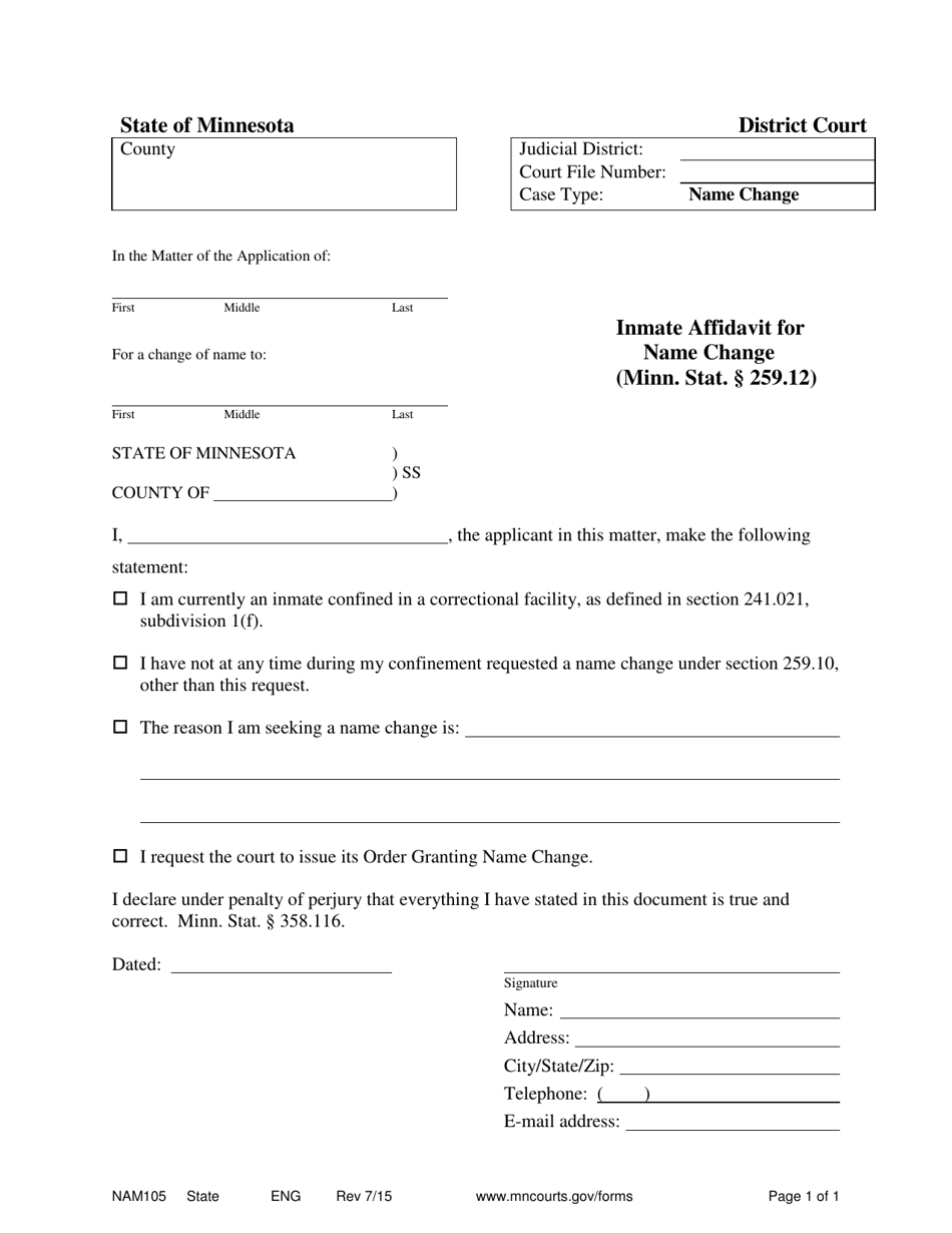 Form NAM Fill Out Sign Online And Download Printable PDF Minnesota Templateroller