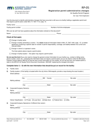 Form RP-05 Registration Permit Administrative Changes - Minnesota