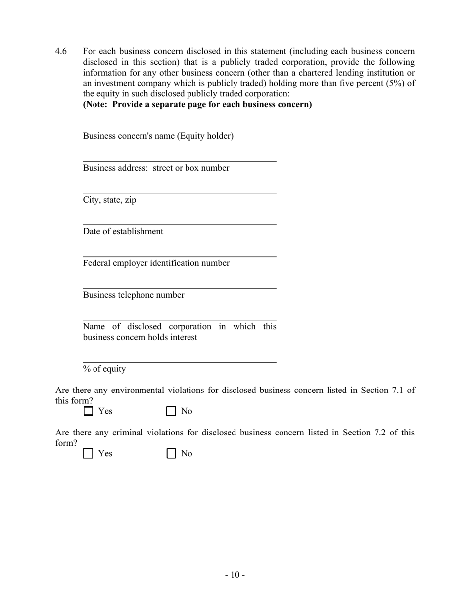 Hazardous Waste / Solid Waste Permit Application Disclosure Form - Mississippi, Page 10