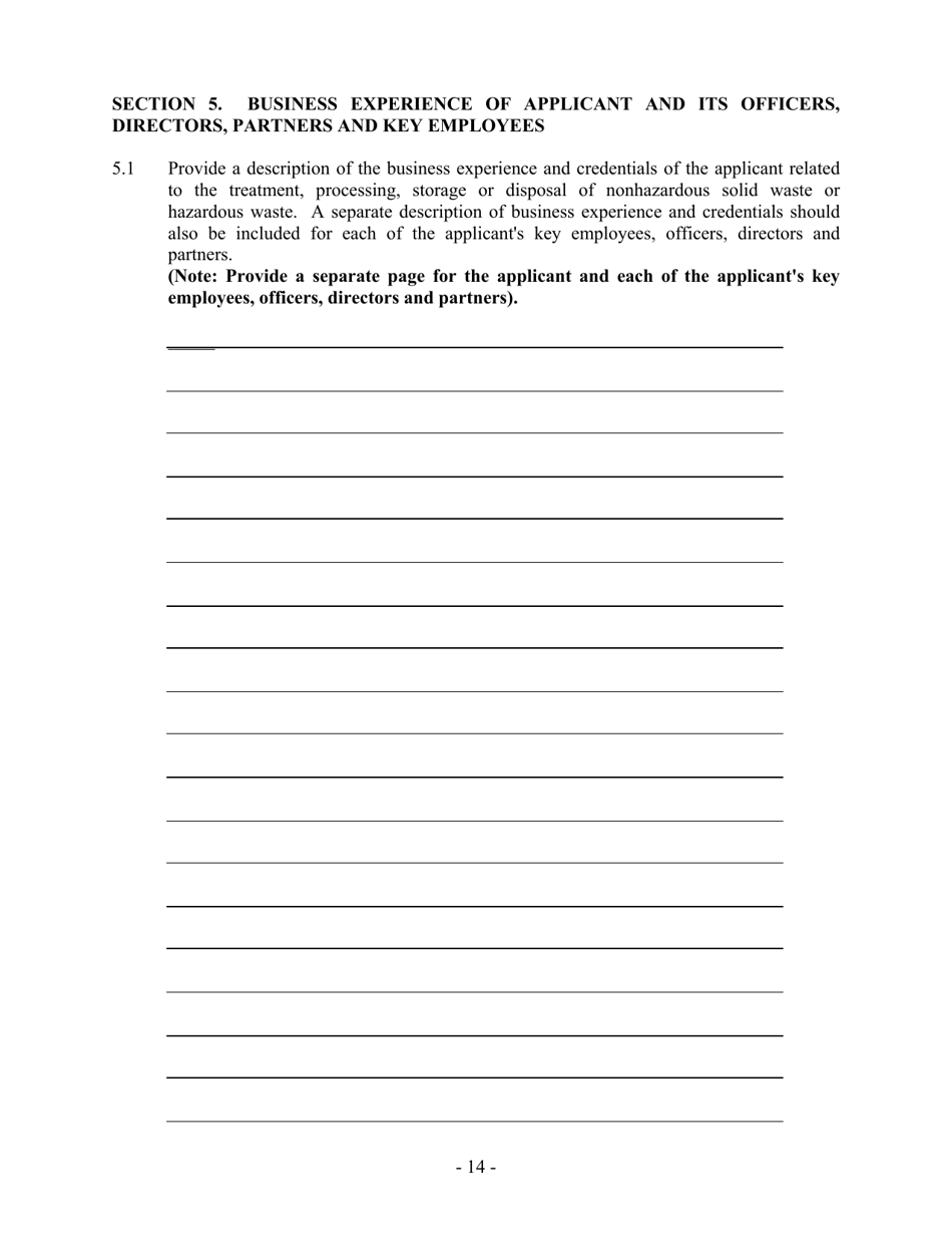 Hazardous Waste / Solid Waste Permit Application Disclosure Form - Mississippi, Page 14