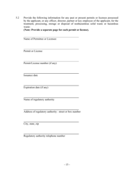 Hazardous Waste/Solid Waste Permit Application Disclosure Form - Mississippi, Page 15