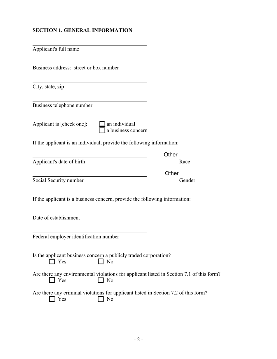 Hazardous Waste / Solid Waste Permit Application Disclosure Form - Mississippi, Page 2