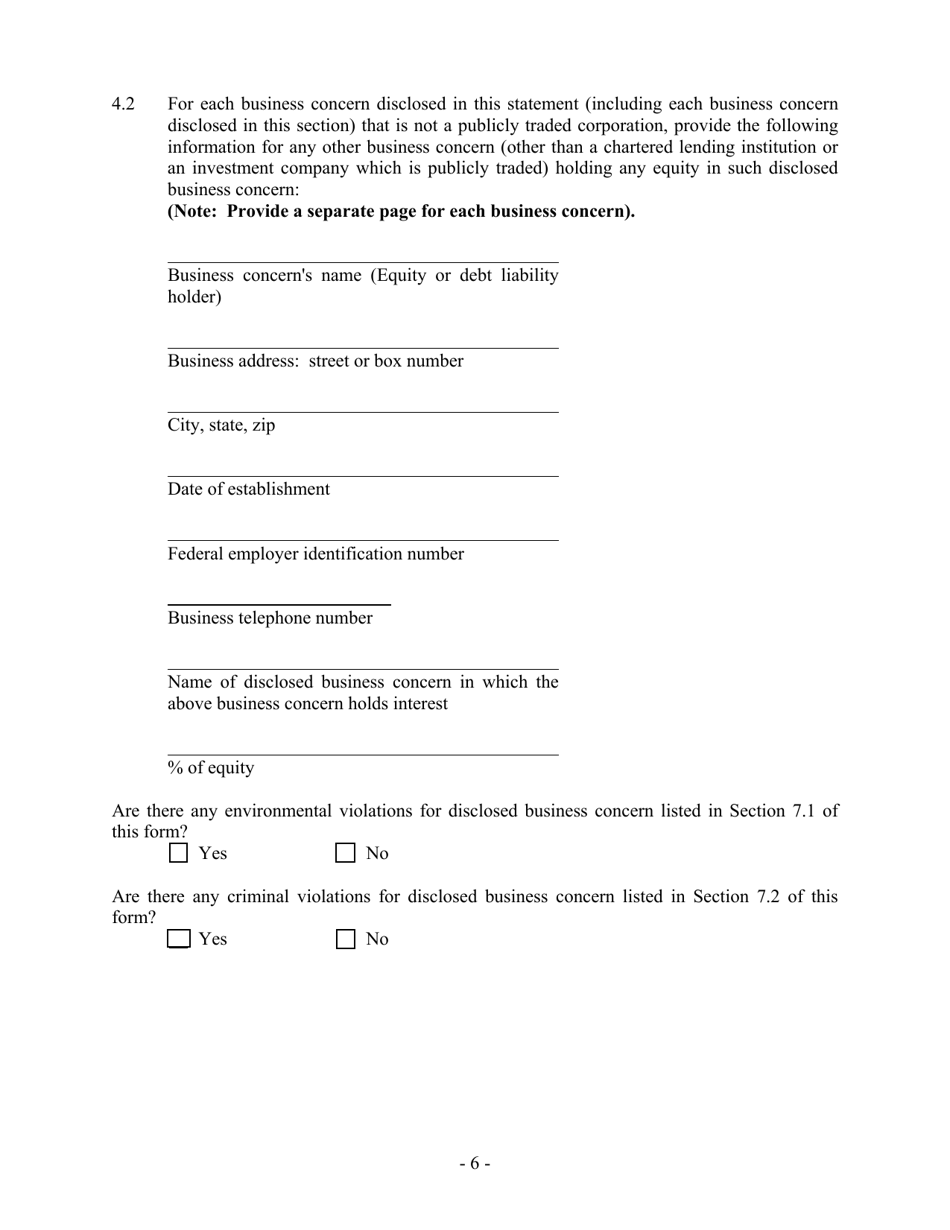 Hazardous Waste / Solid Waste Permit Application Disclosure Form - Mississippi, Page 6