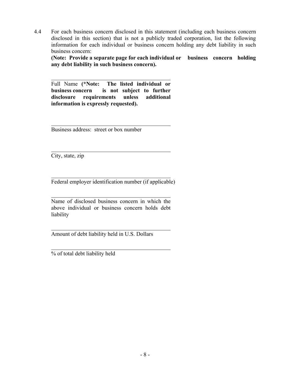 Hazardous Waste / Solid Waste Permit Application Disclosure Form - Mississippi, Page 8