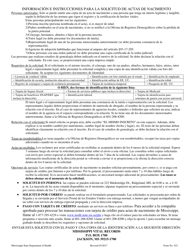 Formulario 522 Solicitud De Acta De Nacimiento Certificada De Mississippi - Mississippi (Spanish), Page 2