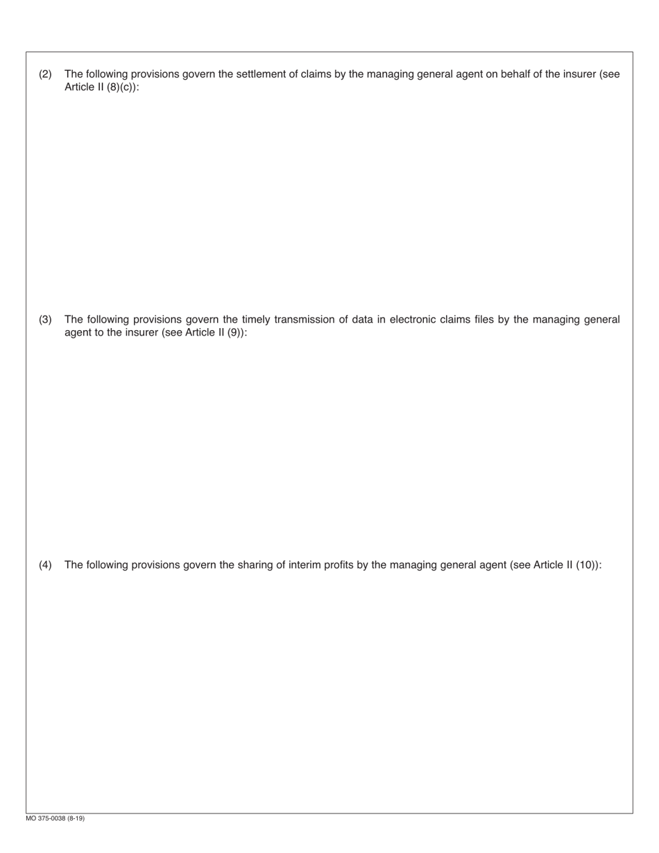 Form MO375-0038 Managing General Agents (Mga) Contract - Missouri, Page 4