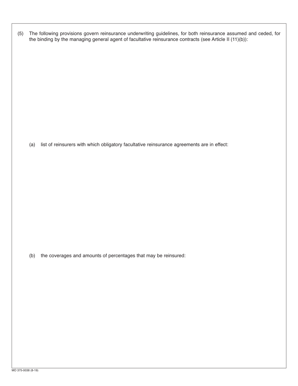 Form MO375-0038 Managing General Agents (Mga) Contract - Missouri, Page 5