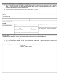 Form MO375-0851 Application for Portable Electronics Insurance License (Vendor With Ten (10) or Fewer Locations) - Missouri, Page 4