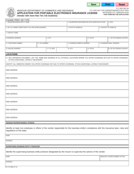 Form MO375-0868 Application for Portable Electronics Insurance License (Vendor With More Than Ten (10) Locations) - Missouri