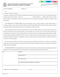 Document preview: Form MO375-0594 Bond of Service Contract Provider - Missouri