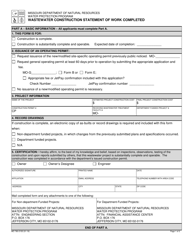 Form MO780-2155 Wastewater Construction Statement of Work Completed - Missouri