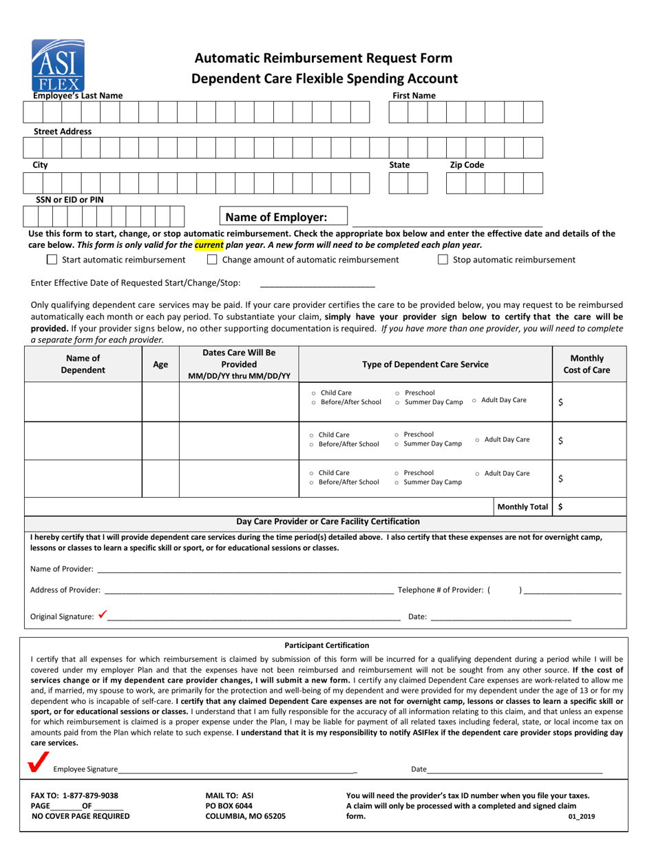 Montana Automatic Reimbursement Request Form Dependent Care Flexible