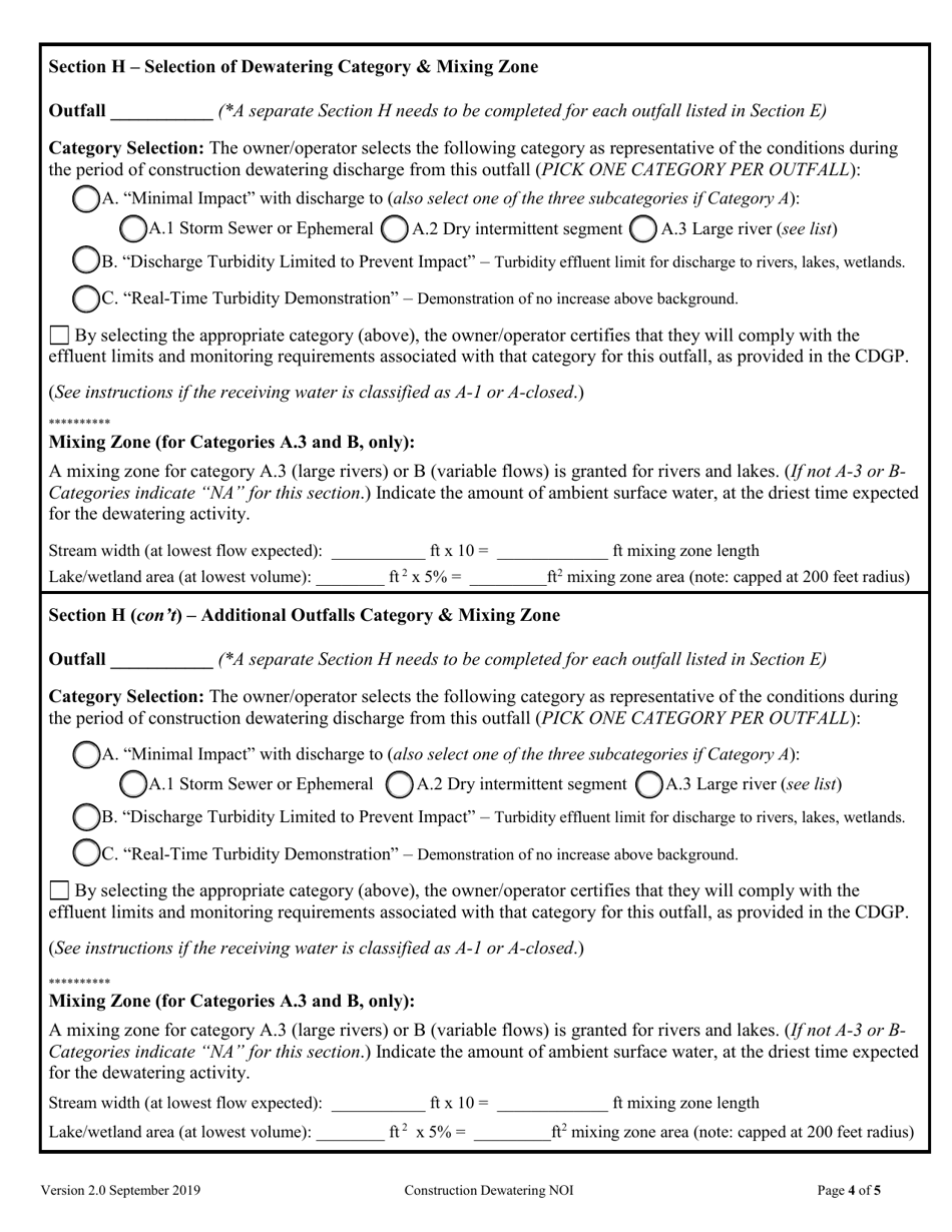 Form NOI-07 Notice of Intent Form - Construction Dewatering General Permit Mtg070000 - Montana, Page 4