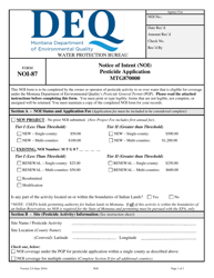 Form NOI-87 Notice of Intent (Noi) Pesticide Application Mtg870000 - Montana