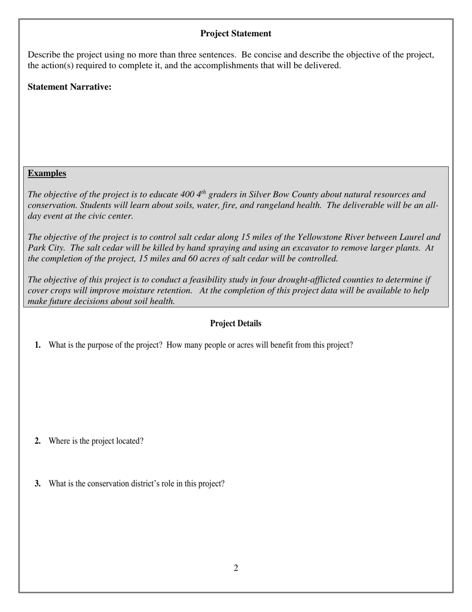 Conservation Districts Grant Program Hb223 Grant Application - Montana, Page 2