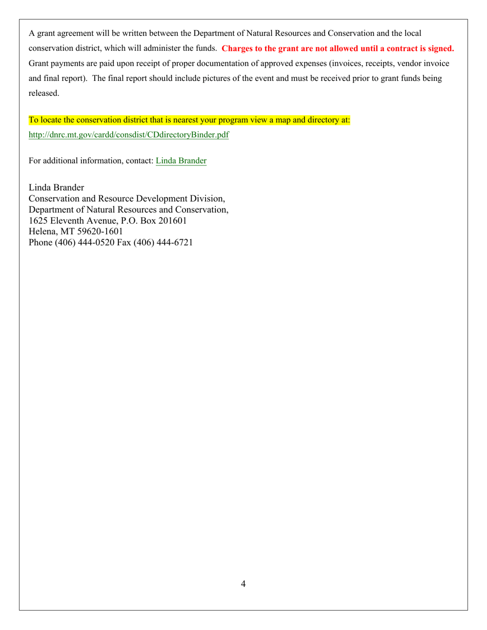 Conservation Education Mini-Grant Program Application - Montana, Page 4