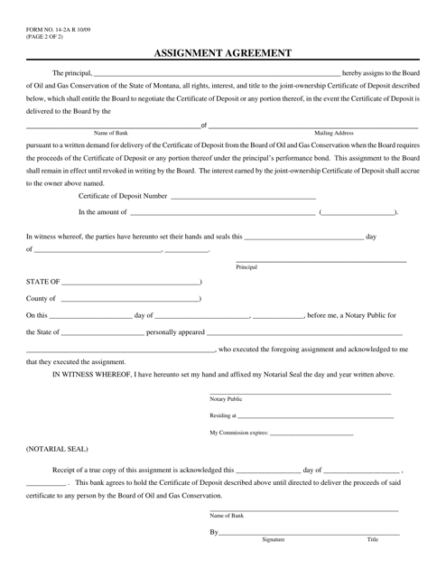 Form 14 Page 2A Assignment Agreement - Montana