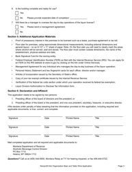 Form NON-BTW Nonprofit Arts Organization Beer and Table Wine License Application - Montana, Page 3