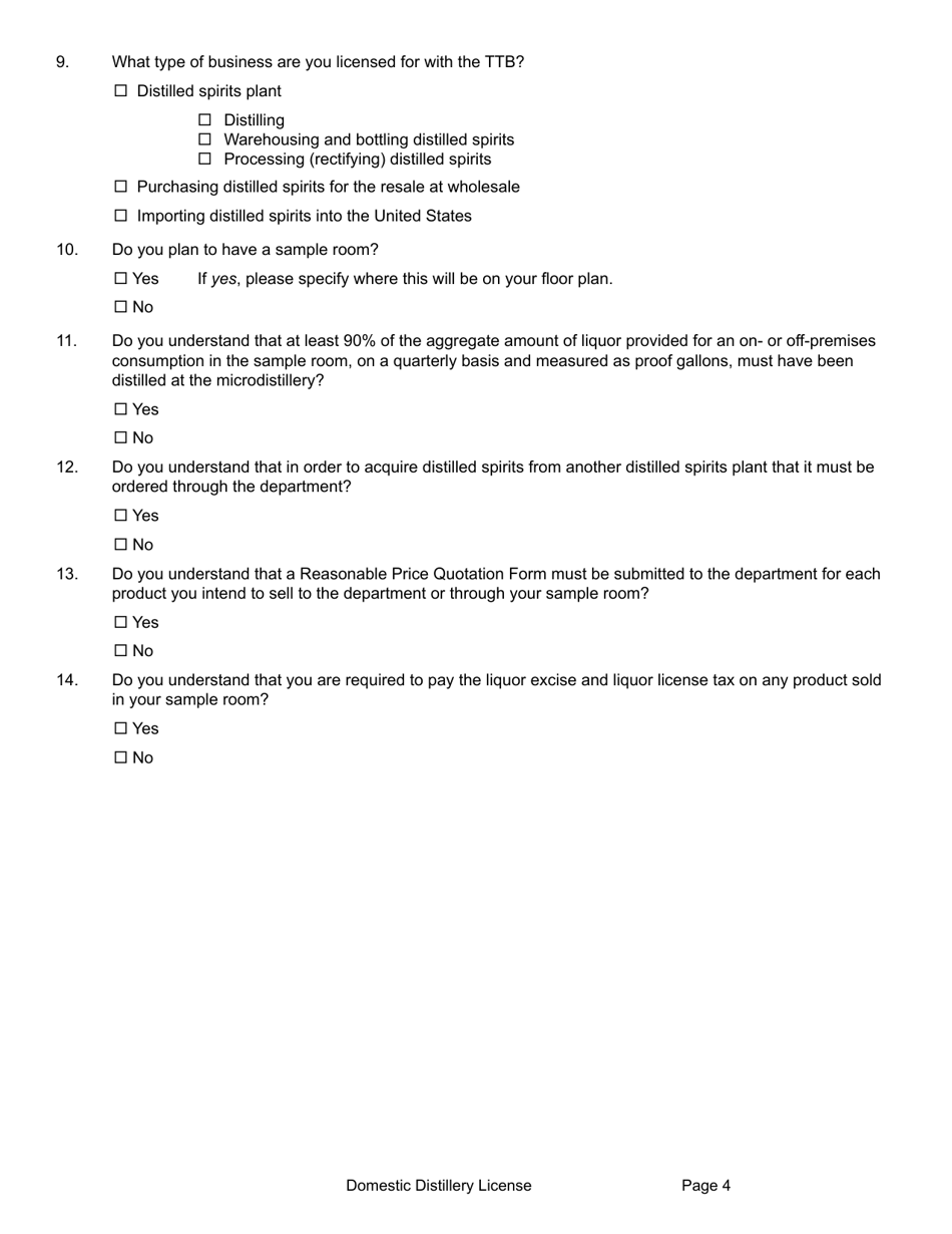 Form MDLA Domestic Distillery License - Montana, Page 10