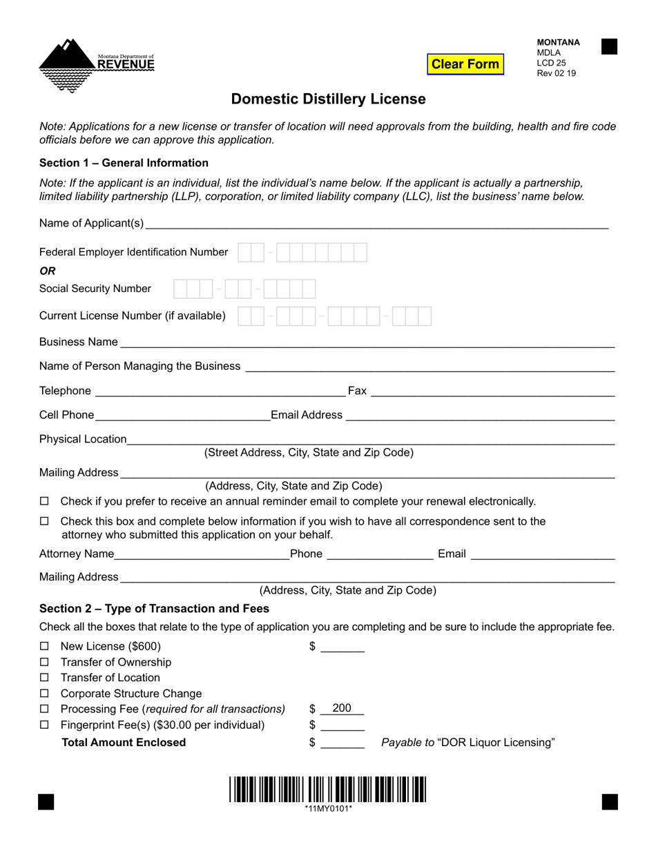 Form MDLA Domestic Distillery License - Montana, Page 7